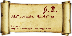 Jávorszky Miléna névjegykártya